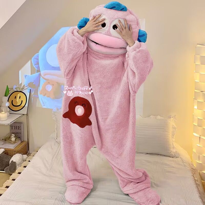 Clownfish One-Piece Pajamas, Big-Mouth Fish Cartoon Thickened Autumn and Winter Funny Coral Fleece Loungewear for Men and Women, Couple's Set Clownfish One-Piece Pajamas, Big-Mouth Fish Cartoon Thickened Autumn and Winter Funny Coral Fleece Loungewear for Men and Women, Couple's Set