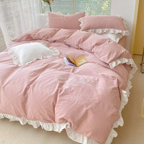 Minimalist all-cotton pure cotton 100 quilt cover bed linen princess wind summer bed 3 three sets of bed products 4 spring and autumn