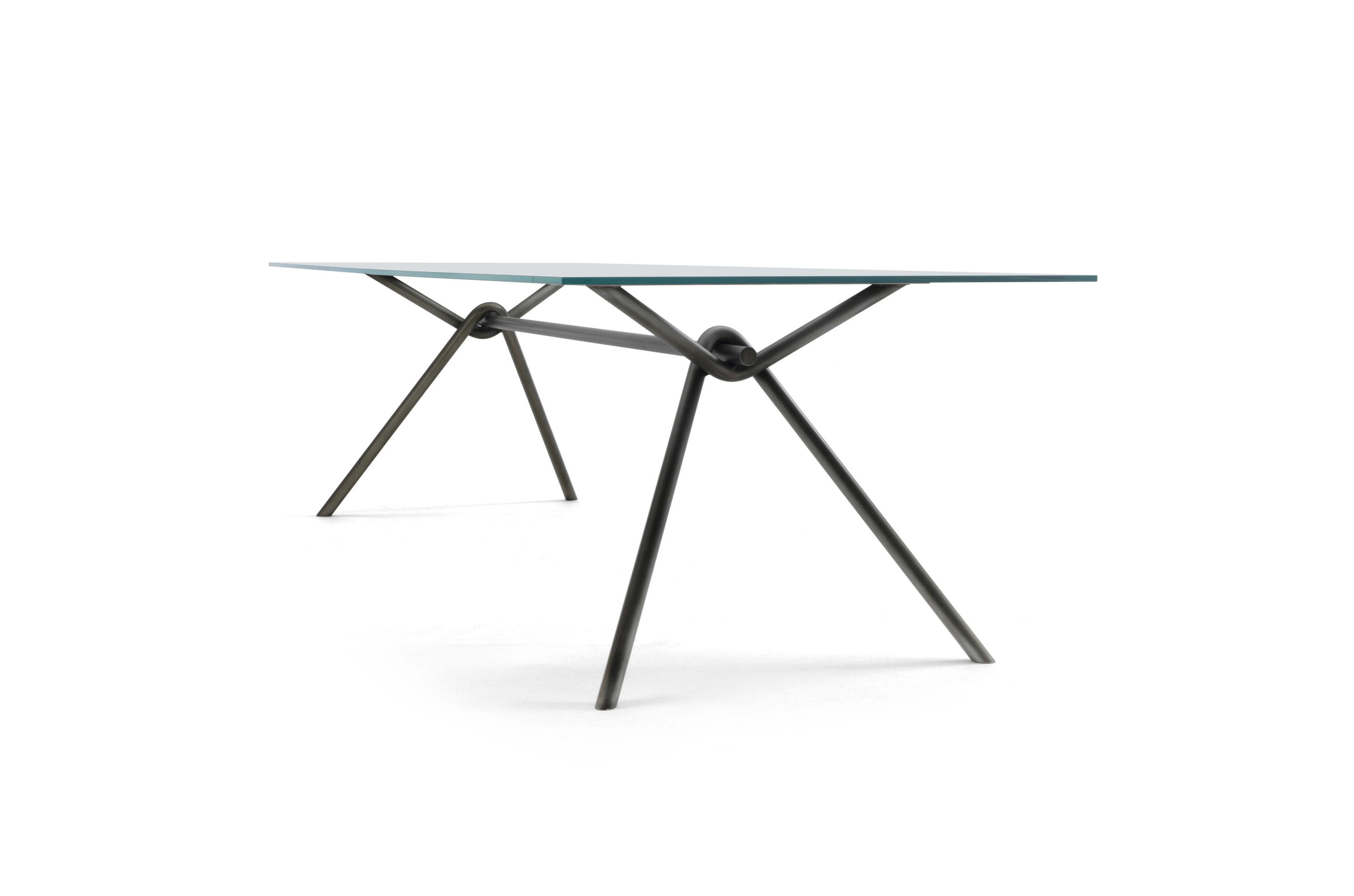Стеклянный обеденный стол iron light glass riva table意式现代不锈钢管玻璃办公桌会议桌