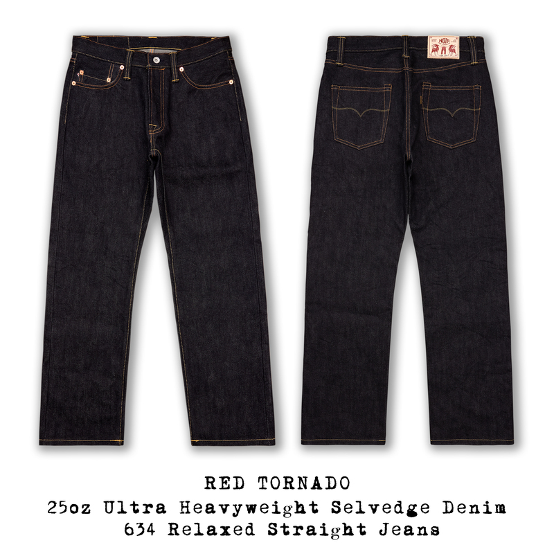 Red Wind 25oz Ultra-Heavyweight Selvedge Denim 634 Version Loose Straight-Leg Jeans Autumn Denim Raw Denim Long Pants Red Wind 25oz Ultra-Heavyweight Selvedge Denim 634 Version Loose Straight-Leg Jeans Autumn Denim Raw Denim Long Pants