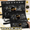 Cartoon cute little black cat mesh file bag