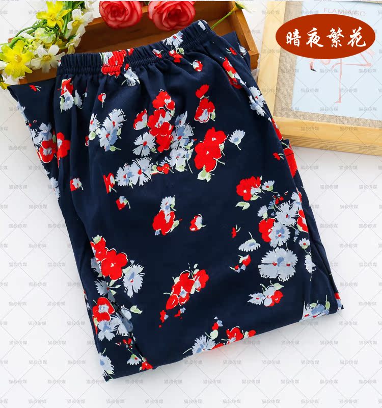 Quần pyjama quần cotton nữ mùa xuân và mùa thu cotton lỏng phần mỏng quần đơn kích thước lớn quần nhà mùa hè quần nhà mùa hè đồ lót nam