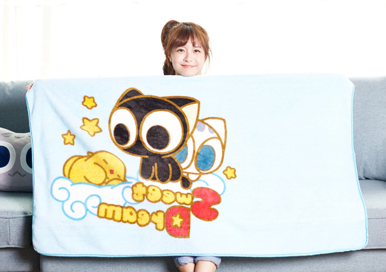 Luo Xiaohezhe Plush chăn phim hoạt hình anime nap chăn chăn văn phòng nhà dệt xung quanh chăn sticker cute giá rẻ