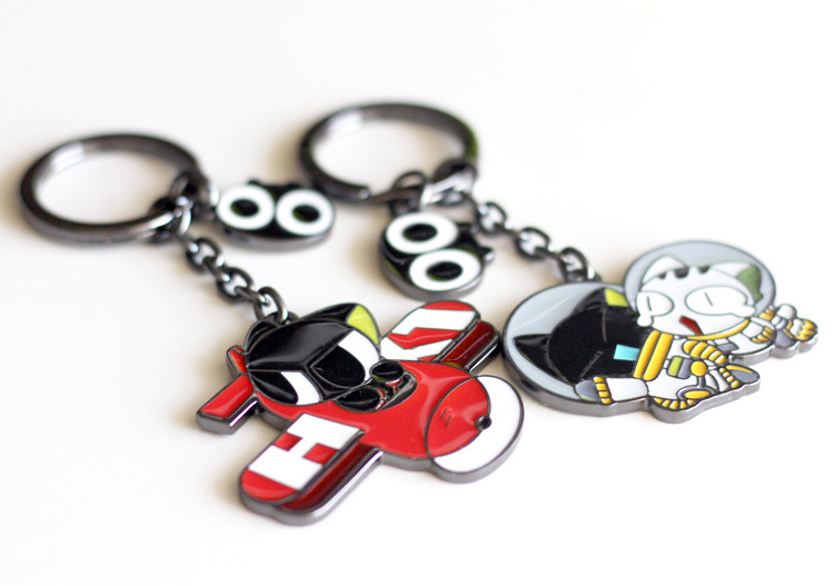 Luo Xiaohei câu chuyện chiến đấu Keychain Huang nhận được dễ thương phim hoạt hình máy bay hợp kim mặt dây chuyền hoạt hình xung quanh couple chain new những hình sticker cute