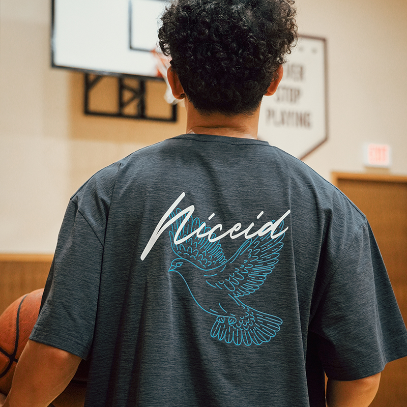 Niceid Nice Peace Dove Sports Short-Sleeved Round-Neck T-Shirt That Appears When Exposed to Water, Moisture-Wicking, Loose-Fitting Basketball Training T-Shirt