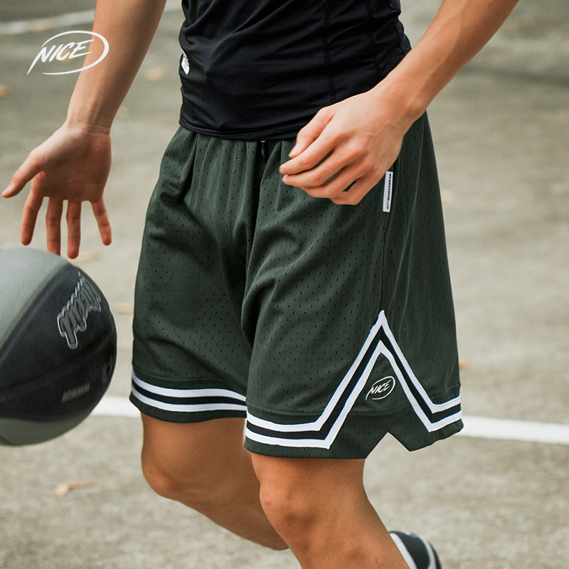 Niceid Nice American-Style Basketball Shorts Single-Layer Mesh Practical Training Sports Loose Breathable Quarter-Length Shorts