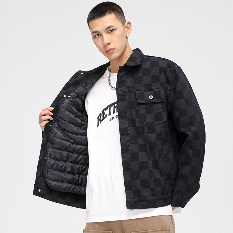 Winter New Style down Cotton Denim Jacket for Men, Fashionable and Cool, Detachable, Fleece-Lined, Thickened Casual Jacket