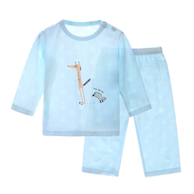 Children's Home Wear Set, Boys' Air-Conditioning Clothing, Girls' Pajamas, Bamboo Fiber Baby Summer Clothing, New Thin Style for the Season