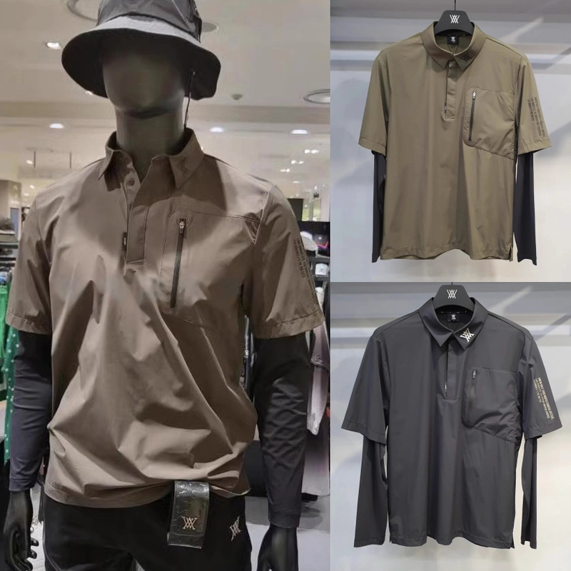 Export Original Golf Clothing Men's Ice Silk Quick-Drying Polo Shirt Outdoor Sports Sun Protection Breathable Long-Sleeved Top