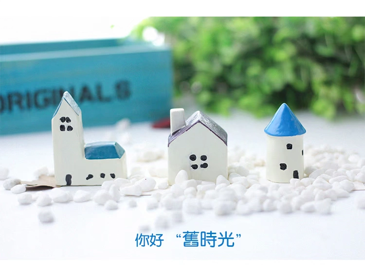 Chụp đạo cụ zakka Phong cách Địa Trung Hải ngôi nhà nhỏ Nhựa nhà vi cảnh quan cảnh quan trang trí nhựa đạo cụ - Trang trí nội thất