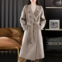 2024 autumn and winter high-end double-sided woolen coat womens mid-length temperament Korean style thickened woolen coat