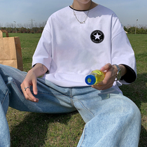 Port Wind Short Sleeve T-shirt Mans Summer Port Craze Relaxed Graffiti Blouse Fashion Korean version handsome and casual half sleeve