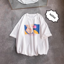 Korean version male short sleeve T-shirt original accommodation bf wind loose 5 points half sleeve bat shirt trendy summer dress 50% mid-sleeve clothes