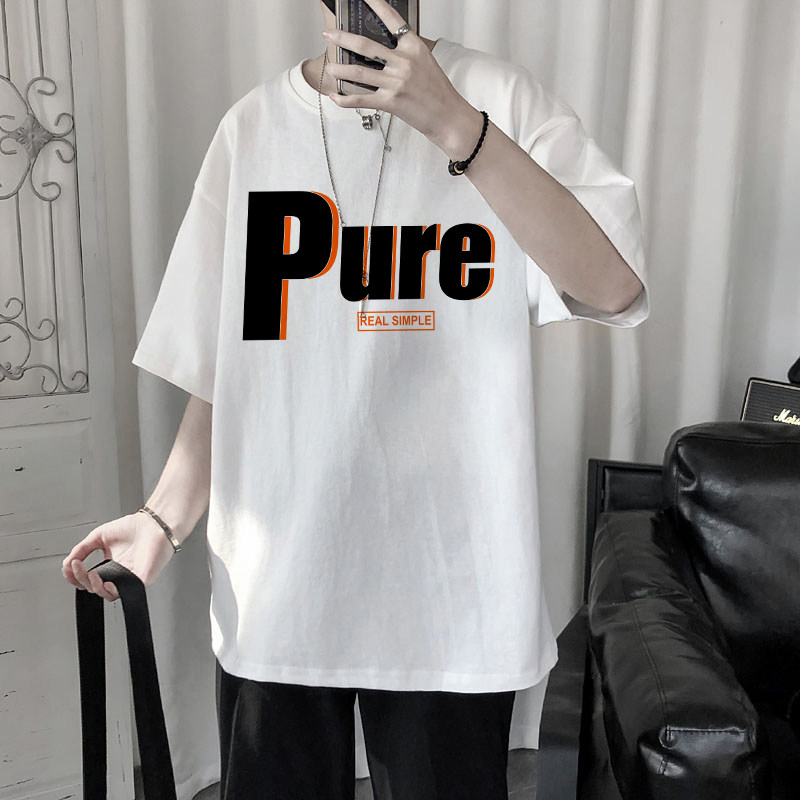 t-shirt male summer loose 50% sleeves trend 100 ride board-card short sleeve 2021 new ins hip-hop half-sleeve mistress 
