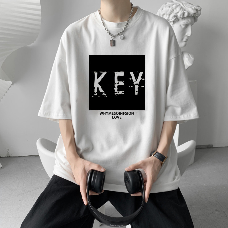 Summer 2021 new short sleeves T-shirts Men's Korean version Trend Chains Wind-free Chaoding Couple 50% upper clothes 