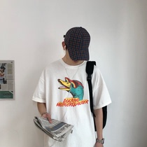 Summer Short Sleeve T-Shirt Male Loose Tide Card Personality Fashion Half Sleeve 2021 New Ins Overfire Port Wind 50% Sleeves