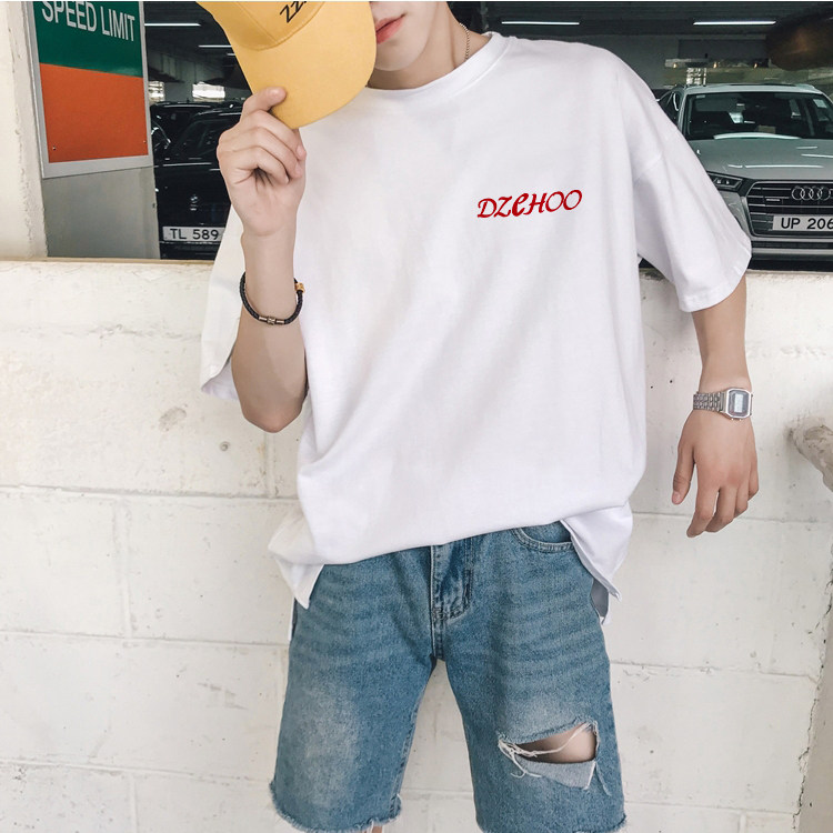 Men's short sleeves T-shirt Summer Korean version Youth workout half sleeves round collar Compassionate Pure color slats on the clothes Chaoters 