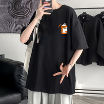 Tide Cards Short Sleeves Men Summer Slim ins 50% sleeves T-shirts Mens loose Han version Chains 100 Hitch Casual Half Sleeves Clothes