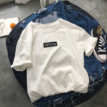 Port Wind 50% Sleeve T-Shirt Male Short Sleeve Tide Card Loose 100 lap half cut sleeve original Cebu Wind Korean version Trend ins sweaters