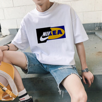 2022 Summer Loose 50% Sleeve T-Shirt Male Port Wind Ins New Tide Middle Sleeve Blouse Printed Short Sleeve Compassionate