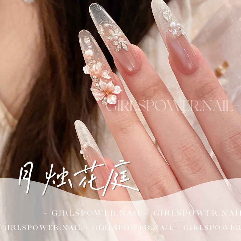 【Moonlight Flower Garden】Girlspower Designer Niche Handmade Wearable Nails