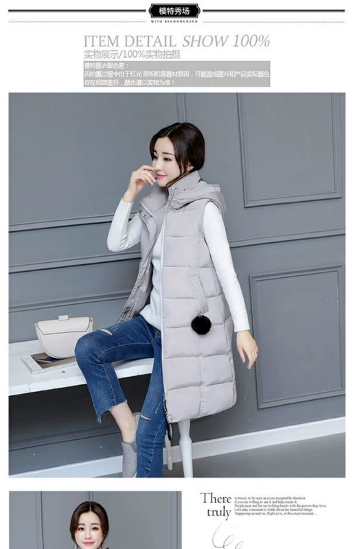 Áo vest nữ cotton dài thu đông 18 mới thời trang Hàn Quốc áo trễ vai dày vest mỏng xuống áo vest