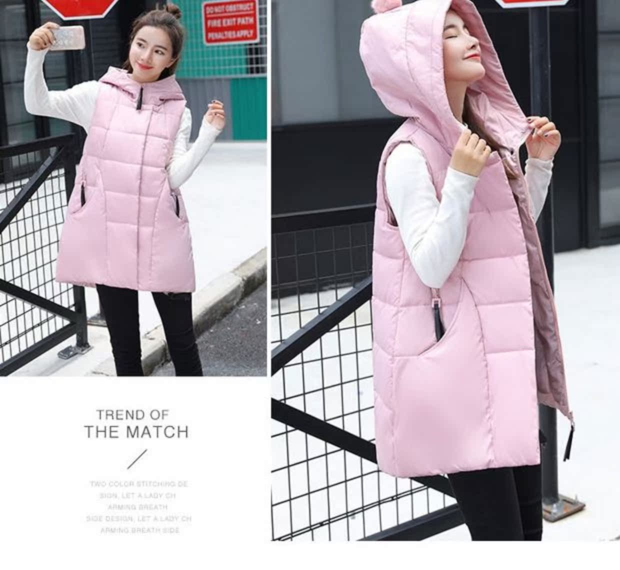 Áo vest mới cotton vest nữ trùm đầu dài xuống áo khoác cotton lỏng áo vest mỏng áo vest dày áo kiểu nữ đẹp 2021