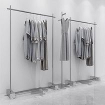 服装店展示架水波纹不锈钢拉丝银落地式挂衣架男女装中岛架陈列架