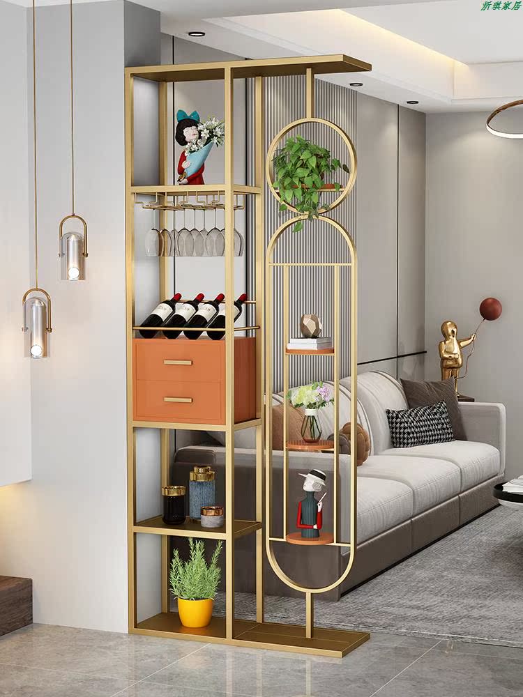 Light luxury home wine cabinet partition rack living room modern minimalist hallway entrance cabinet creative metal screen customization