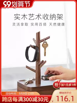 First heart Black Walnut jewelry rack hanging necklace ring earrings dressing table storage box Nordic creative shelf