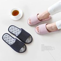 Spring Autumn Slippers Women Fashion All Season Wood Floor Full Cotton Fabric Opening Home Indoor Non-slip Lovers Slippers