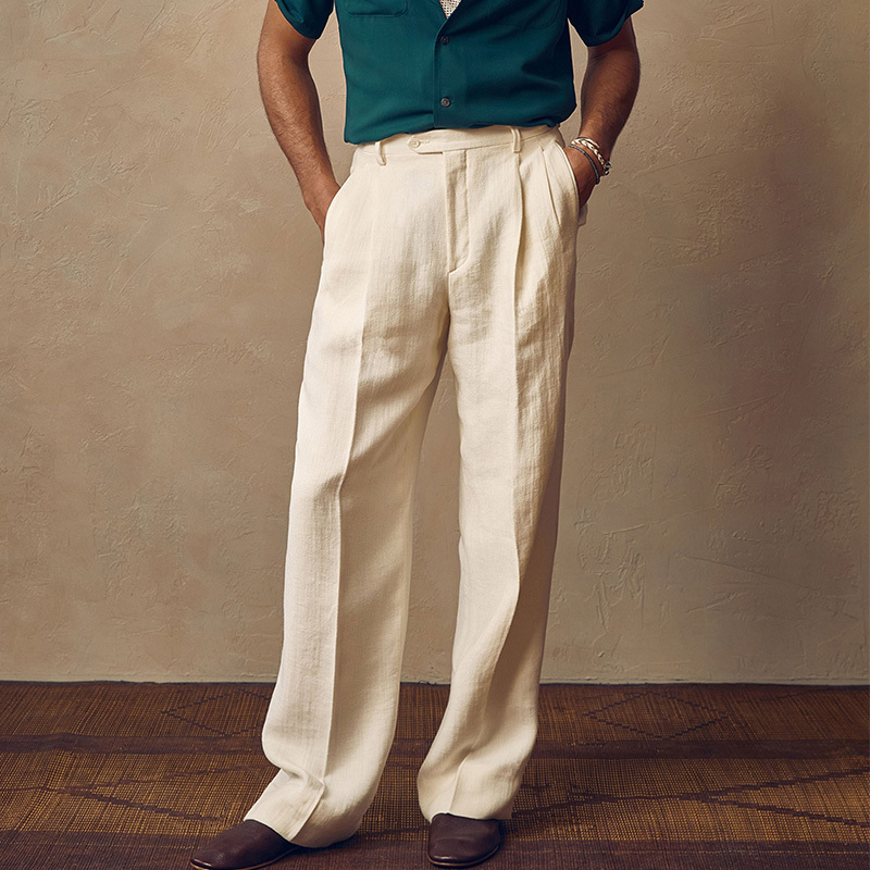 Men's Summer Casual Linen Pants Straight-Leg Casual Trousers Loose Linen Material Large Size Loose Straight-Leg Pants