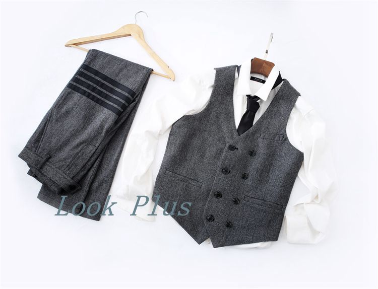 Anh retro xương cá len len tweed Slim TB phù hợp với vest ba mảnh phù hợp với áo dạ nam
