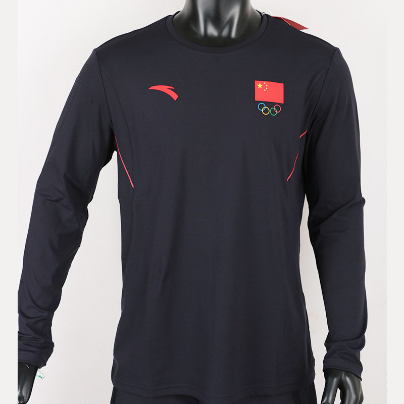 ANTA Anta Flag Long Sleeve Knitted Shirt Sponsored Tokyo Chinese Delegation Sports Long Sleeve Crewneck T-shirt