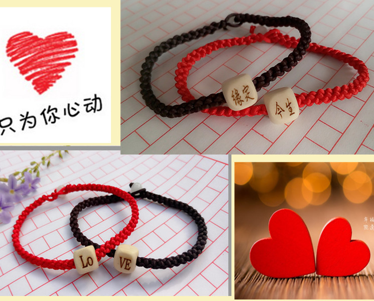 Cặp đôi nam và nữ sinh viên vòng tay chữ 10 nhân dân tệ dưới một cặp dây đỏ may mắn tùy chỉnh phiên bản tiếng Hàn của ý tưởng quà tặng sinh nhật vòng bạc nữ