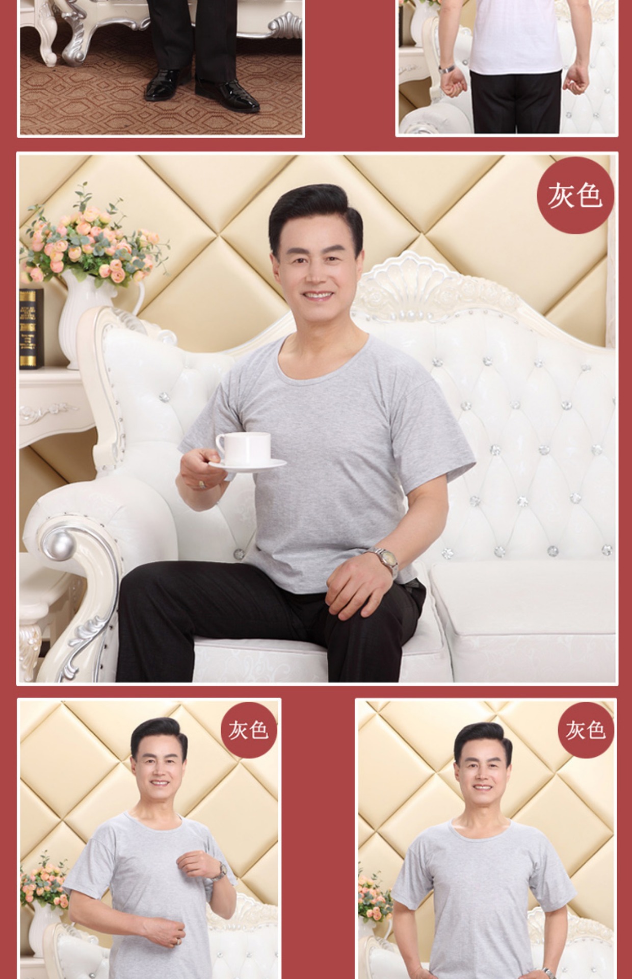 Áo vest nam trung niên cotton cotton mùa hè nam rộng mồ hôi vest cổ tròn tay áo ngắn tay áo cotton nam