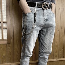 New tide Male skull Skull Rivet Pants Chain Handsome chain Accessories Punk Hip Hop male and female waist chain Decorative Chain