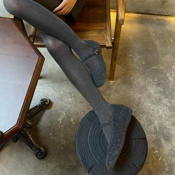 Small size customized inner height-enhancing and plush fur mary jane shoes