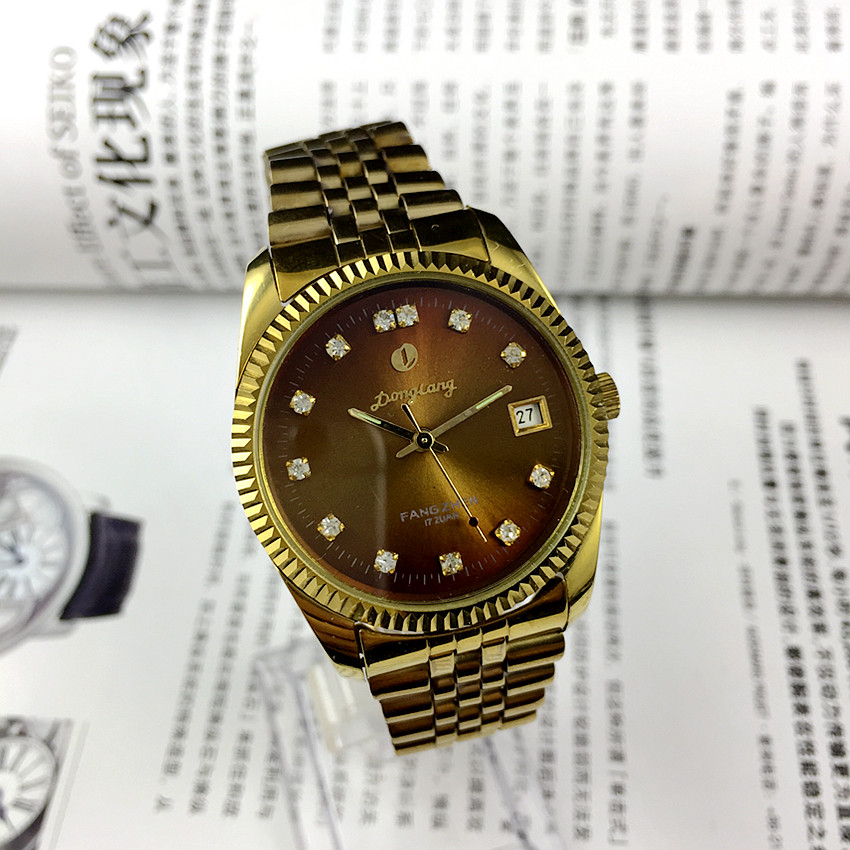 Original stock Out of stock Donglang Tooth Side Yellow Shell Tea color noodles Single calendar Manual Mechanical meter diameter 36 mm