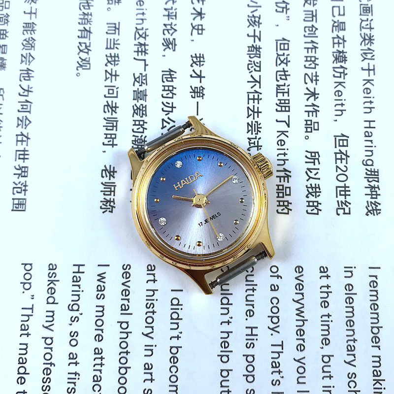Shanghai watches Three factories Haida plates Yellow shell blue face Manual machinery Ladies watches diameter 23 mm METER BELT