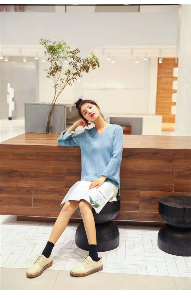 Áo len mỏng cho bé sơ mi tay dài đầu thu 2018 phiên bản Hàn Quốc mới của những chiếc áo len lửng cổ chữ V lười biếng khoác cardigan