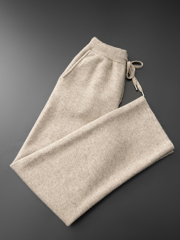 6206 Autumn and Winter Cashmere Thickened Elegant Wide-Leg Pants Men's Casual Straight-Leg Pants Knitted Sweatpants Jogging Pants