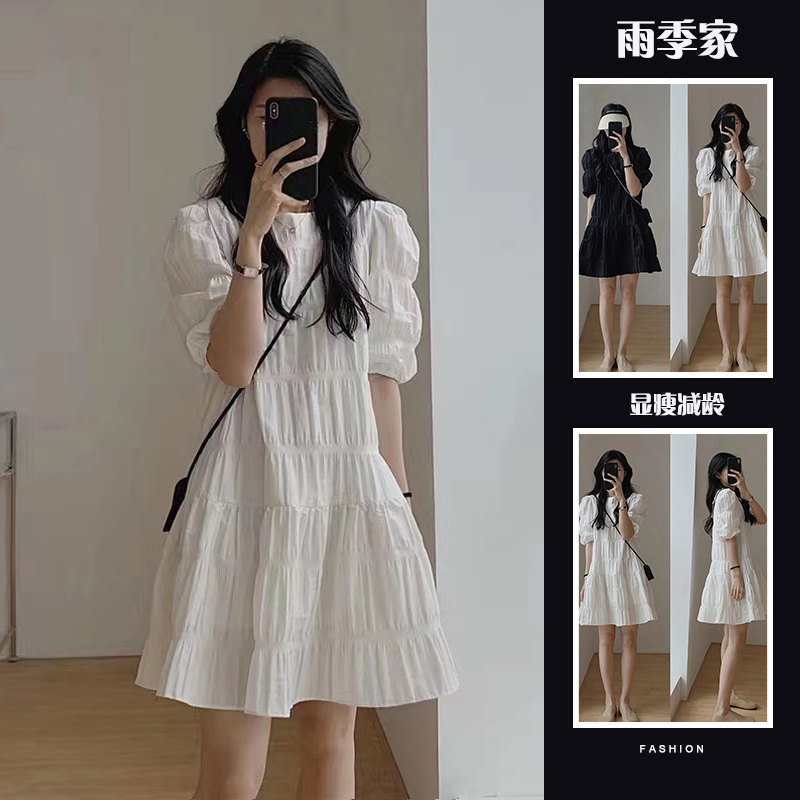 2026 Plus-Size Women's Summer New Style Dress for Chubby Girls, Waist-Cinching, Slimming, Tummy-Covering, High-End White Dress, Breathable 2026 Plus-Size Women's Summer New Style Dress for Chubby Girls, Waist-Cinching, Slimming, Tummy-Covering, High-End White Dress, Breathable