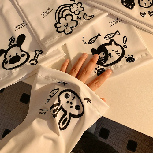 Милый летний защитный рукав, шелковые нарукавники для школьников для велоспорта, свободный крой, защита от солнца