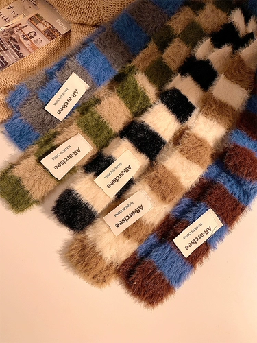 Плюшевая полоска, длинный демисезонный удерживающий тепло атмосферный шарф