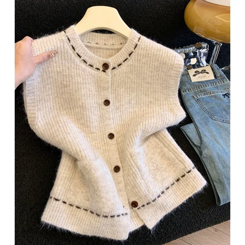 Recommended for Personal Collection~ Stylish Pocketed Sleeveless Knit Cardigan for Women, New Autumn/Winter Soft and Layered Vest