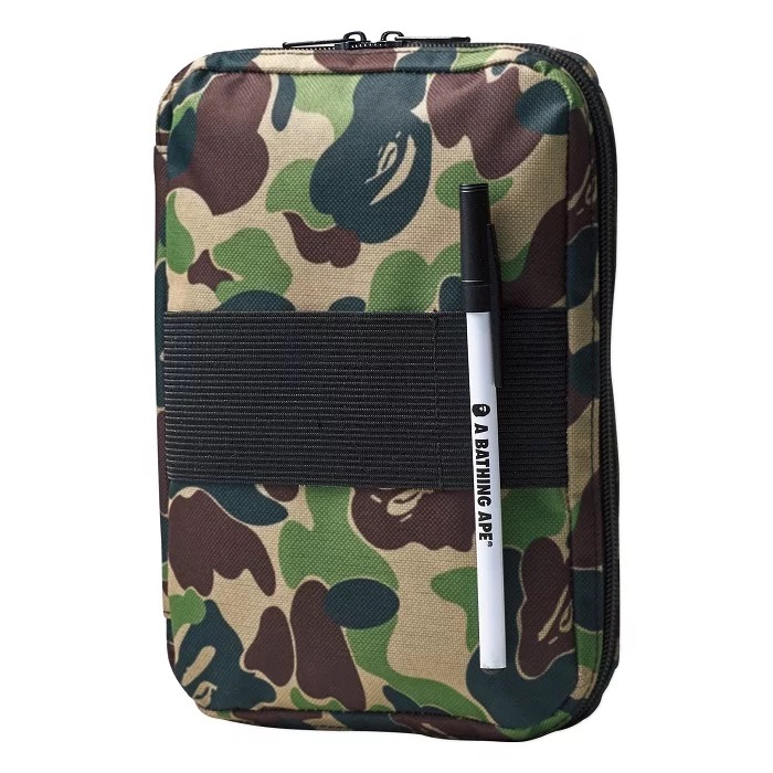 BAPE A BATHING APE Green Camo Handbag Purse Storage Pack Credentials Bag