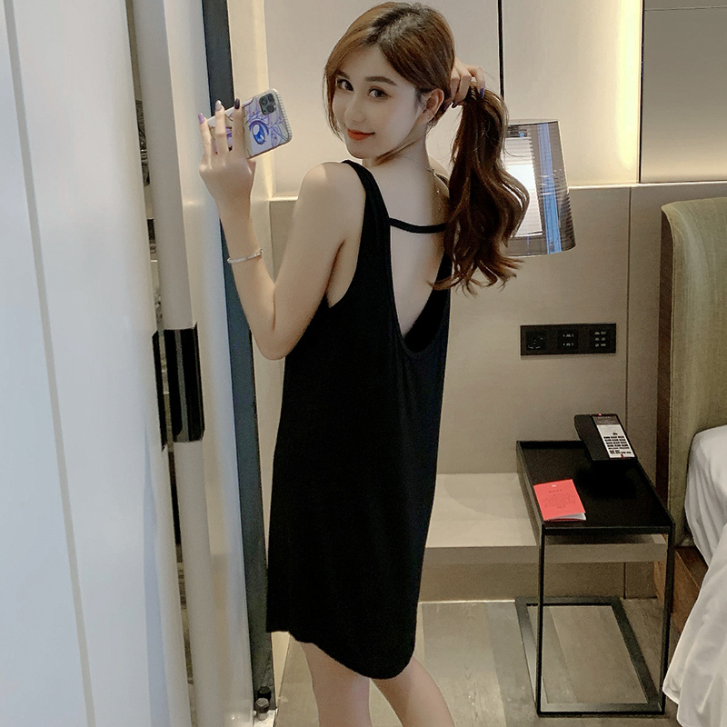 Vest Sleeping Dress Woman Summer Pyjamas Sexy Harness Modale Cute Black Net Red Private Room Spring And Autumn Day Home Clothing