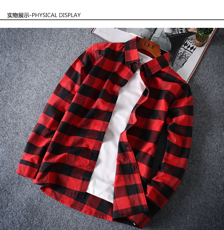 Áo sơ mi kẻ sọc nam tay dài phiên bản Hàn Quốc của xu hướng hoang dã bf port gió ins super fire couple áo khoác nam áo khoác cặp đẹp