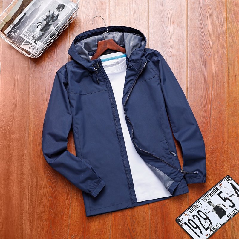 Outdoor Submachine Clothing Male Tide Card Spring Autumn Season Thin Section Climbing Suit With Cap Jacket Windproof Waterproofing Student Sports Wind Suit